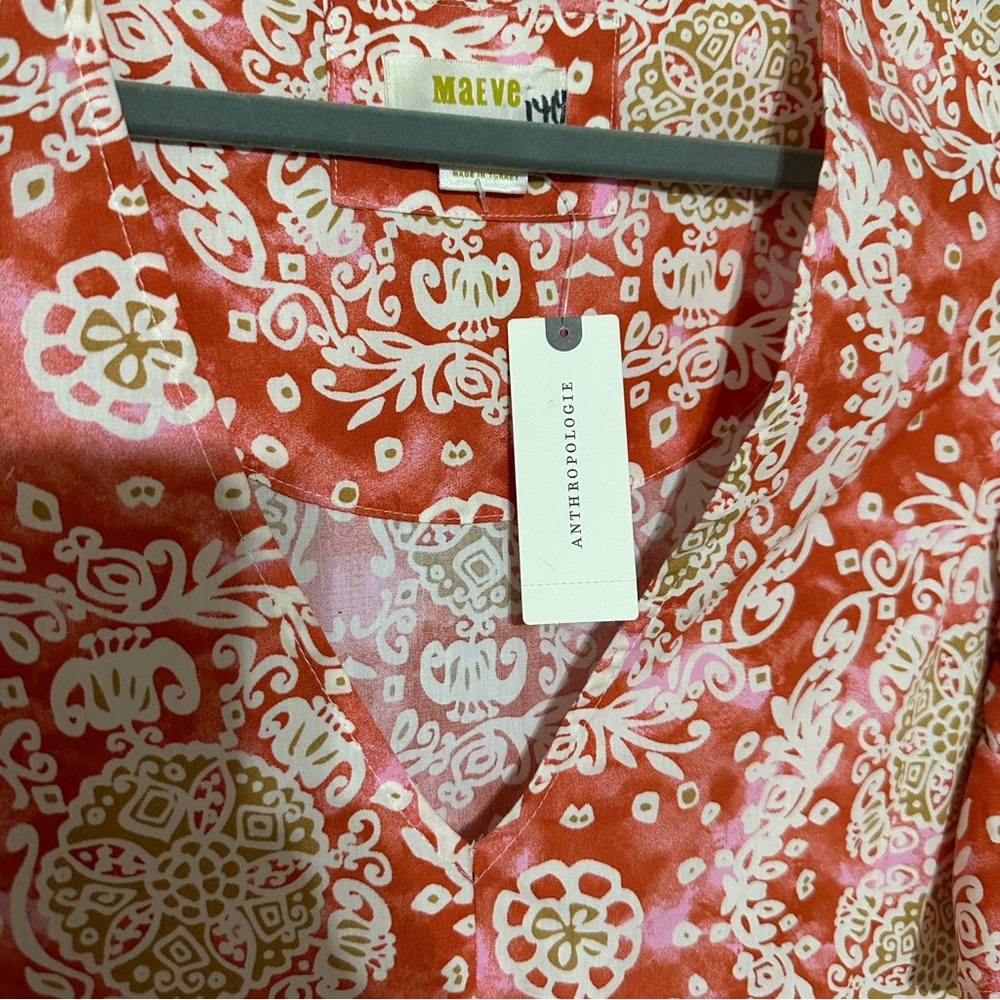 NWT Anthropologie Maeve Printed Flutter-Sleeve Babydoll Dress Size Medium - Picture 7 of 11